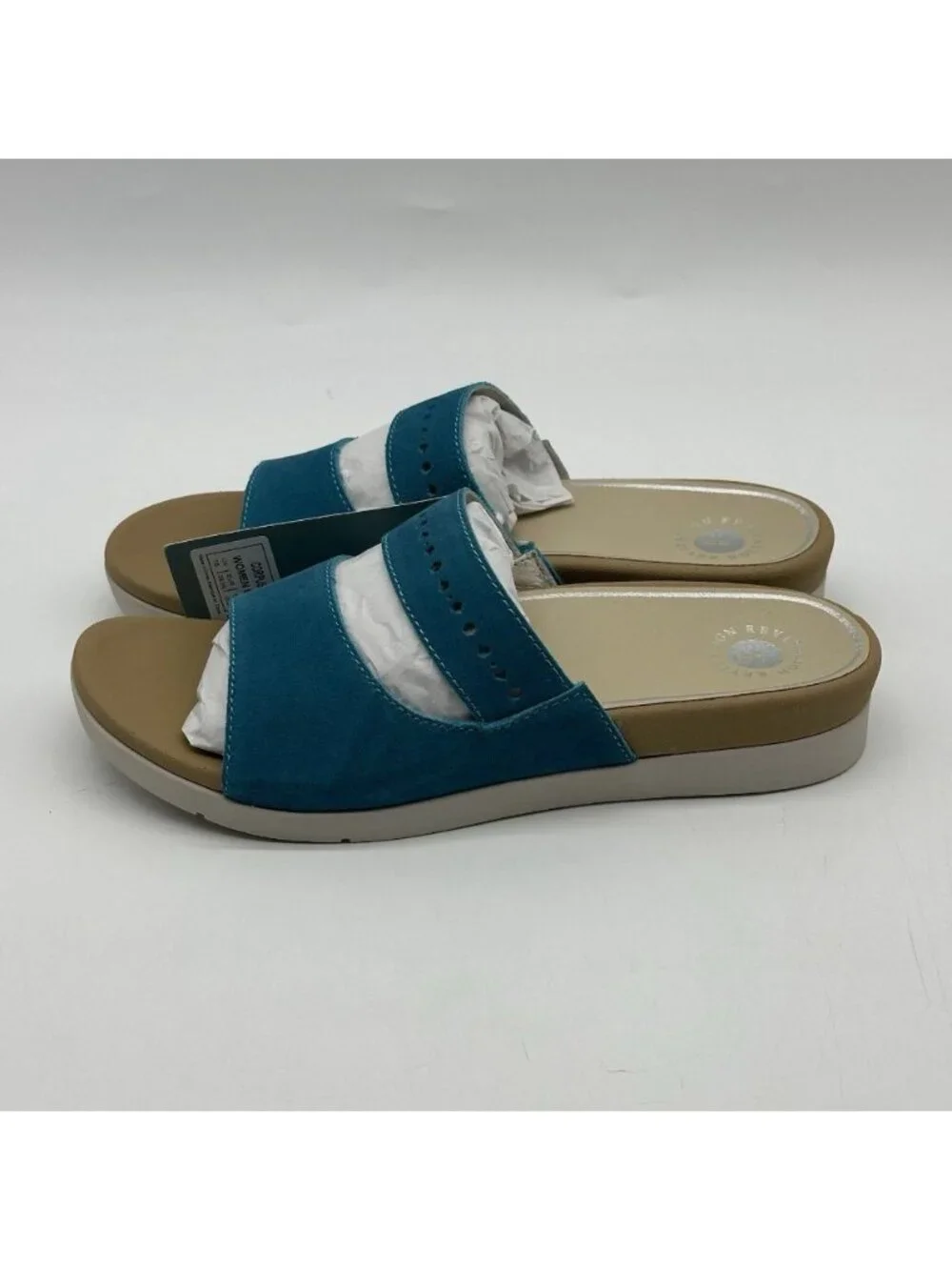 Revitalign Corpus Biscay Blue Suede Slides Orthotic Sandals Women's Size 9B NIB